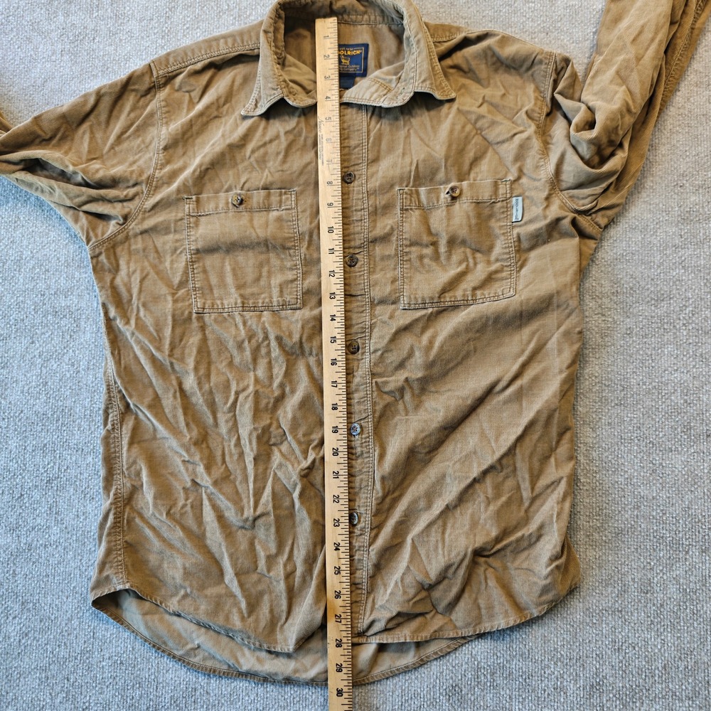 Woolrich Mens Corduroy Button Down Shirt Tan Khaki Long Sleeve Size Medium - Picture 4 of 8